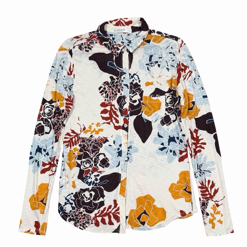 Anthropologie Stateside‎ Floral Button Up Shirt Multicolor Floral Sz S, USA Made
